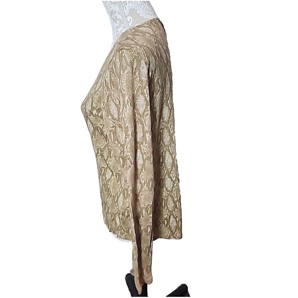 Lauren Ralph Lauren Tan Python Print Linen Knit Top Women's XL - Picture 5 of 7